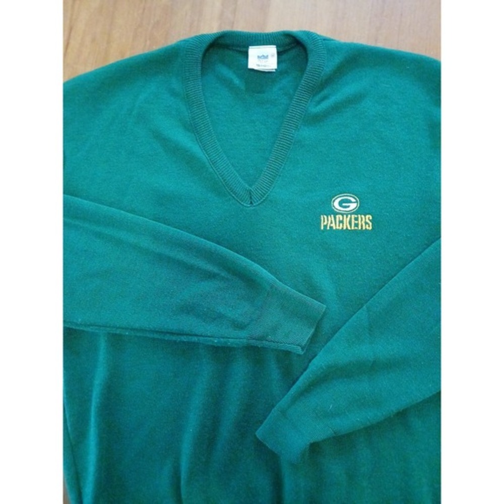 VINTAGE Green Bay Packers Sweater Mens‎ Medium Green Football NFL USA 80s*